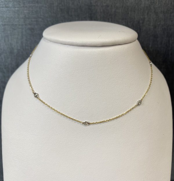 Stationed Diamond Necklace in Yellow and White Gold