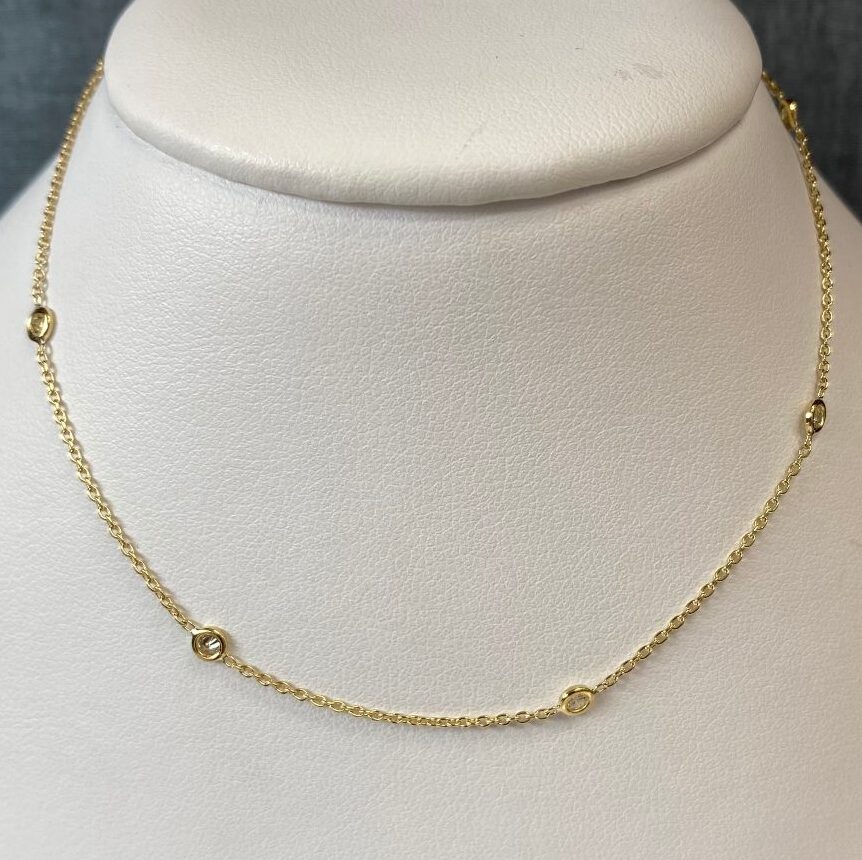 Stationed Diamond Necklace in Yellow Gold