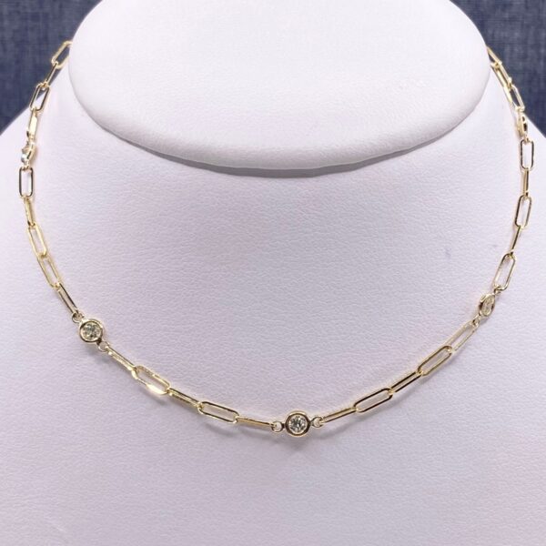 Yellow Gold and Diamond Paperclip Chain