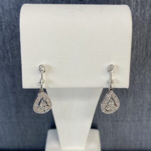 Diamond Dangle Earrings in White Gold