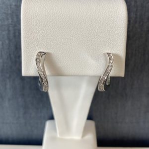 Diamond Wave Earrings in 14k White Gold