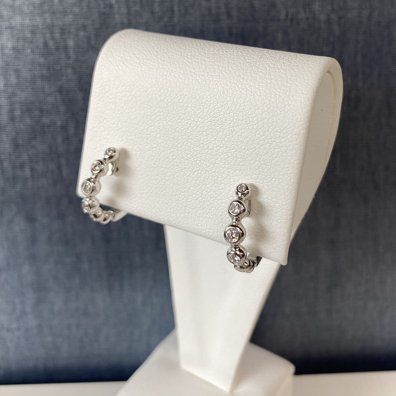 Bubble Diamond Huggies in White Gold