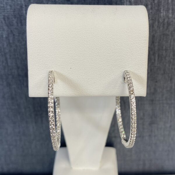 Diamond Hoops in White Gold