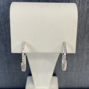 Twisted Diamond Hoops in White Gold