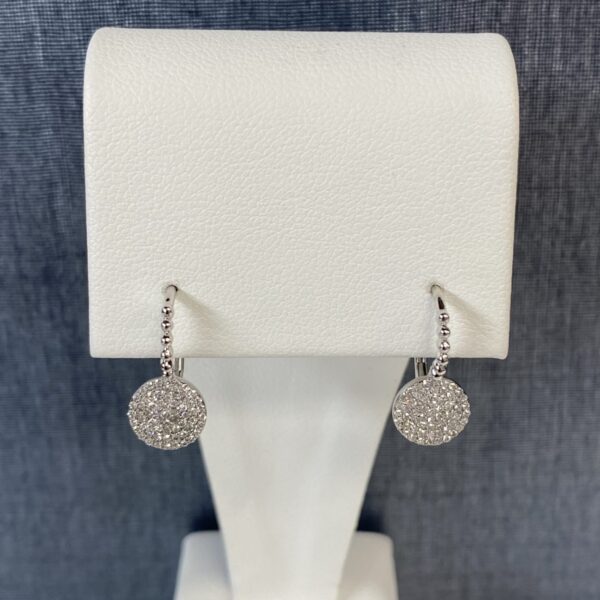 Diamond Cluster Earrings with Beaded Detail in White Gold