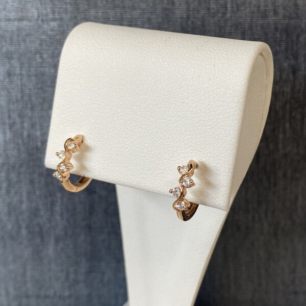 Diamond Vine Huggies in 14k Rose Gold