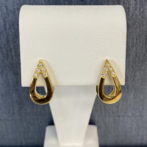 Pear Shape Diamond Earrings in Yellow Gold