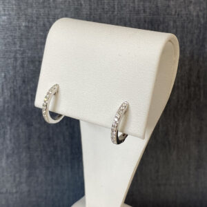 Diamond and 14k White Gold Huggies
