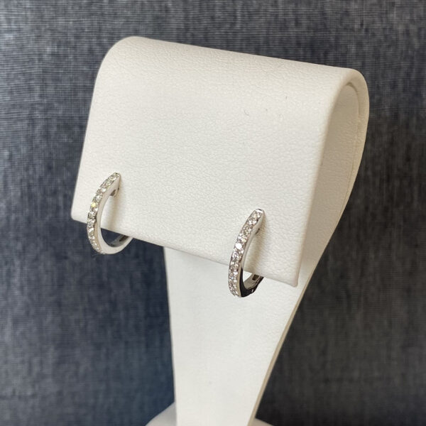 Diamond and 14k White Gold Huggies