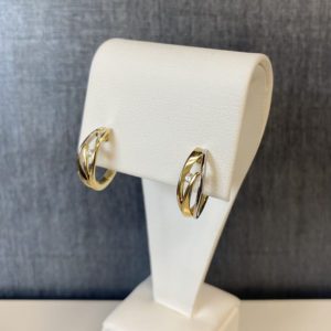 Abstract Diamond Huggies in 14k Yellow and White Gold