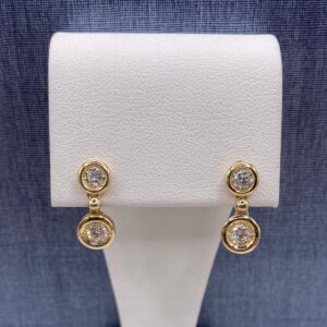 Double Diamond Drops in Yellow Gold