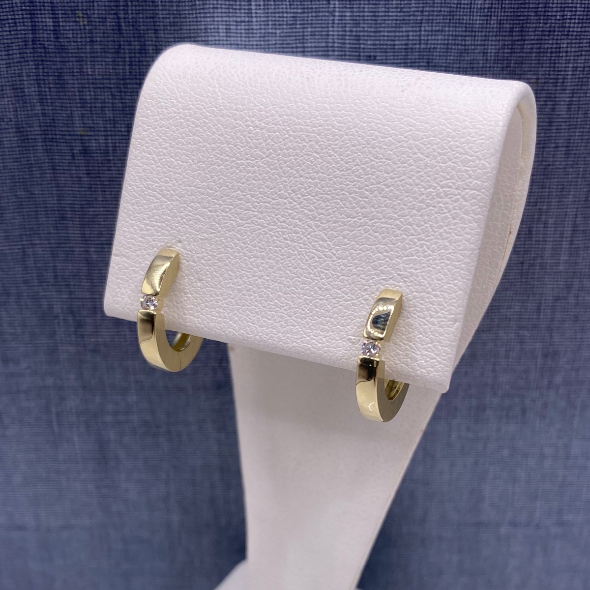 Single Diamond Huggies in Yellow Gold