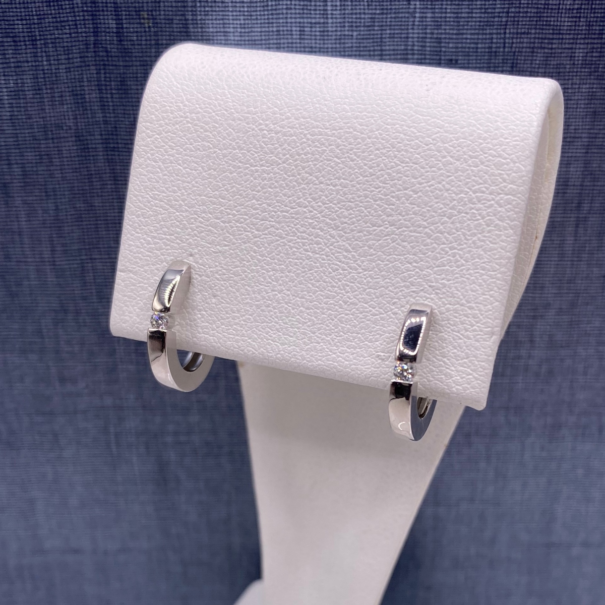Single Diamond Huggies in White Gold