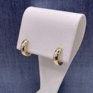 Single Diamond Huggies in Yellow Gold