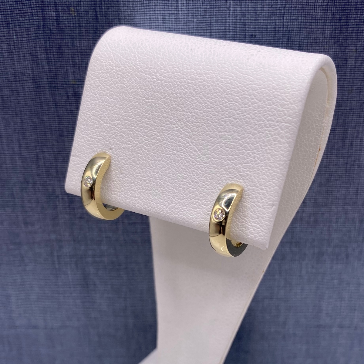 Single Diamond Huggies in Yellow Gold