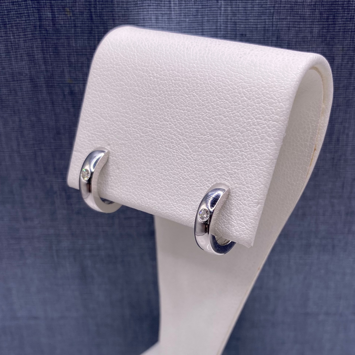 Single Diamond Huggies in White Gold