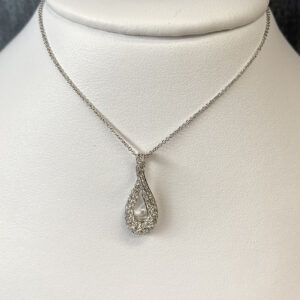 Twisted Diamond Necklace in 14k White Gold