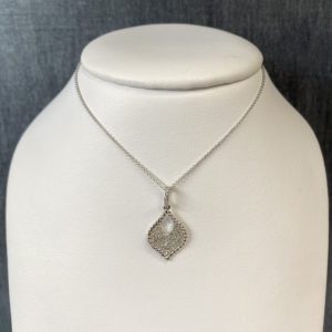 Diamond Cluster Pendant with Negative Space in 14k White Gold