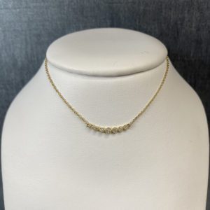 Graduated Diamond Smile Necklace in 14k Yellow Gold