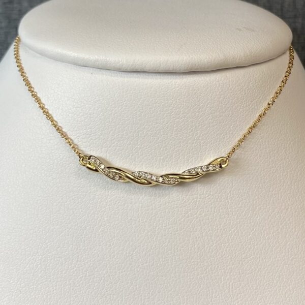Twisted Diamond Yellow Gold Necklace