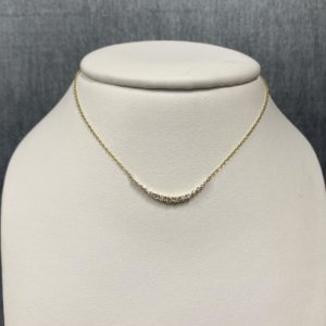Curved Diamond Necklace in 14k Yellow Gold