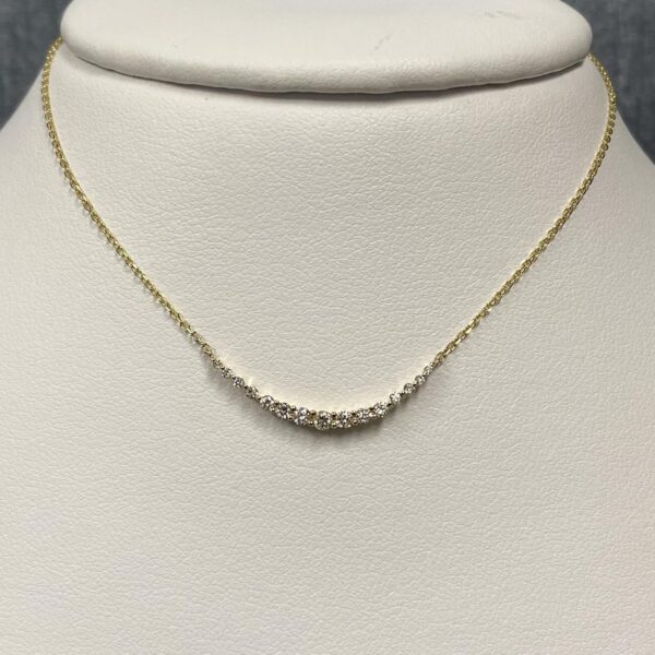 Curved Diamond Necklace in 14k Yellow Gold