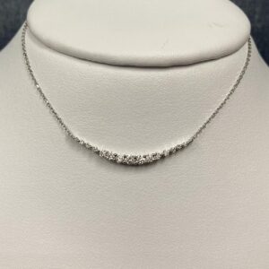 Curved Diamond Necklace in 14k White Gold