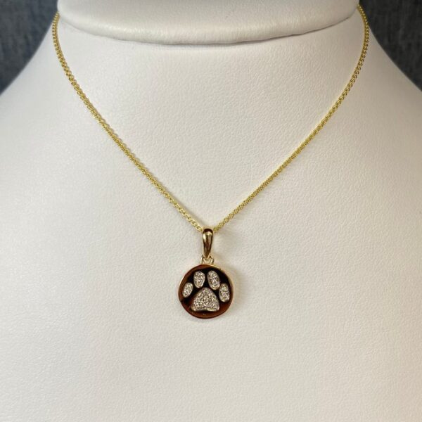 Dia-H06373 Diamond Paw Print in Yellow Gold