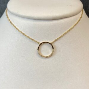 Circular Diamond Necklace in Yellow Gold