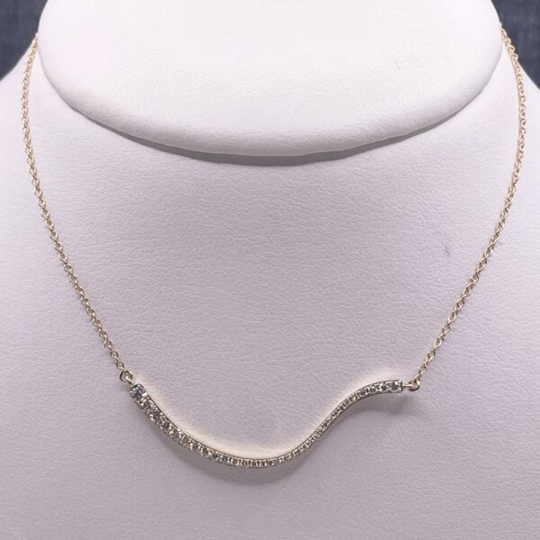 Curved Diamond Necklace in Yellow Gold