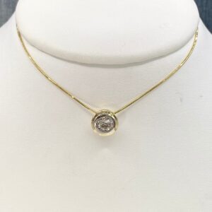 Two Tone Bezel Set Diamond Necklace