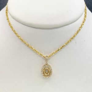 Yellow Gold Oval Mounting with Diamond Halo