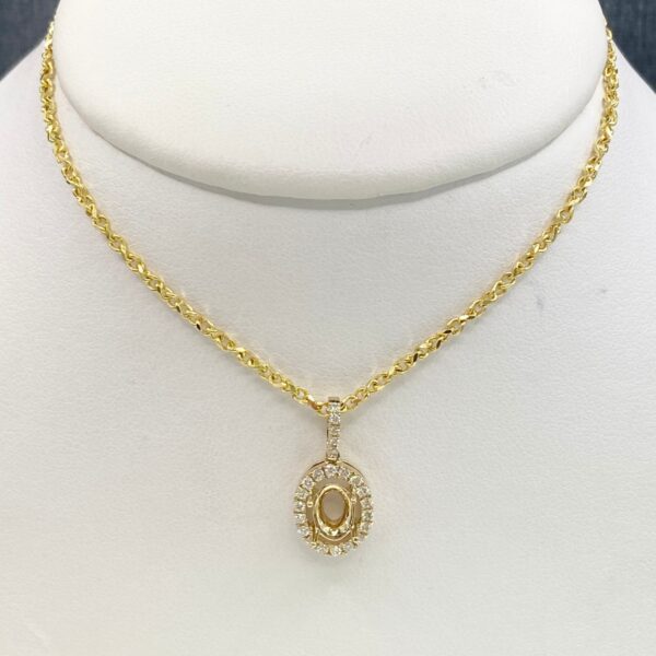 Yellow Gold Oval Mounting with Diamond Halo