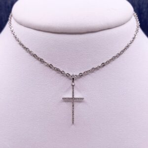 White Gold and Diamond Cross Pendant