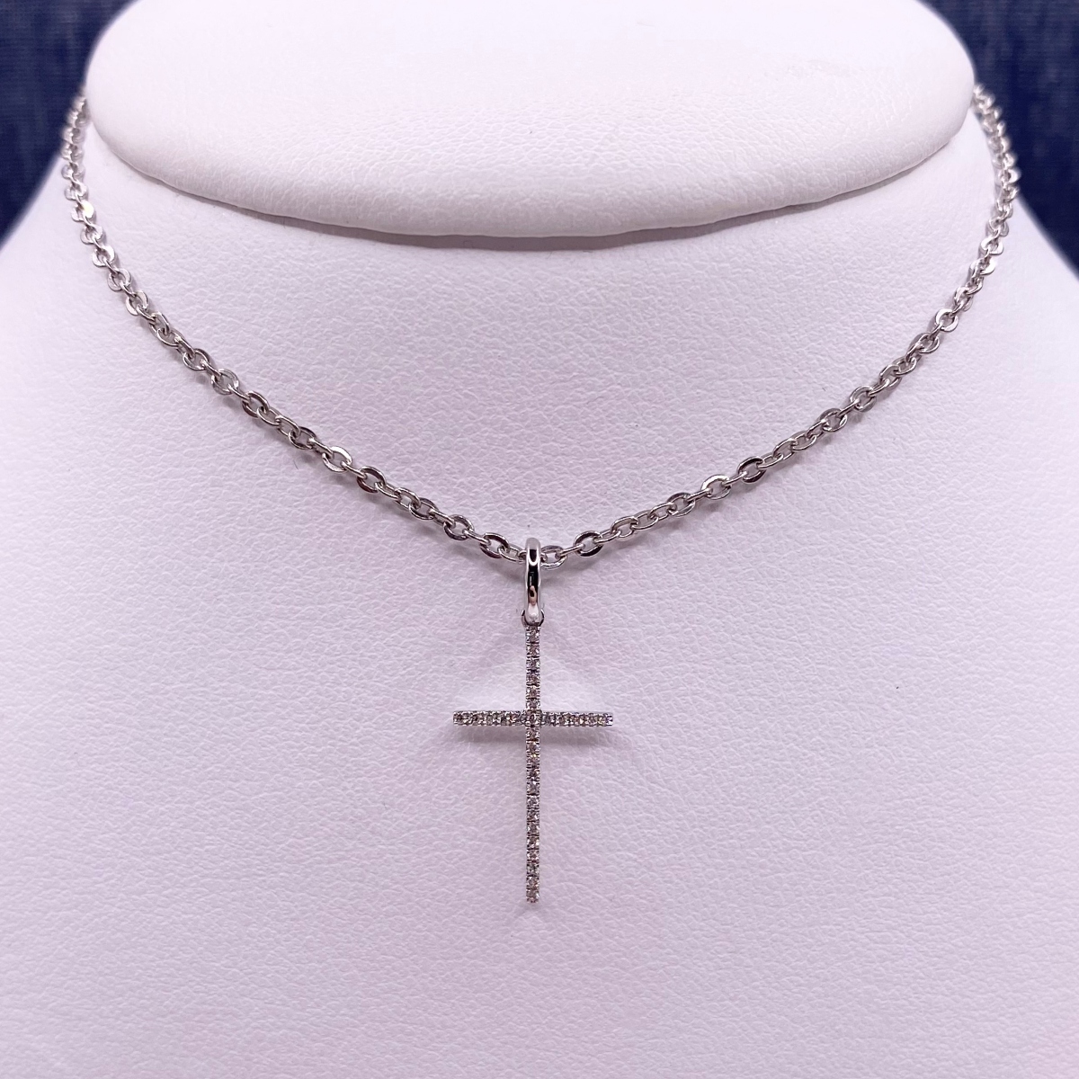 White Gold and Diamond Cross Pendant