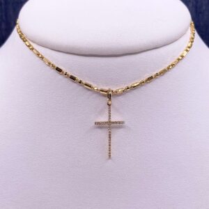 Yellow Gold and Diamond Cross Pendant