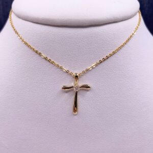 Yellow Gold Diamond Bypass Cross
