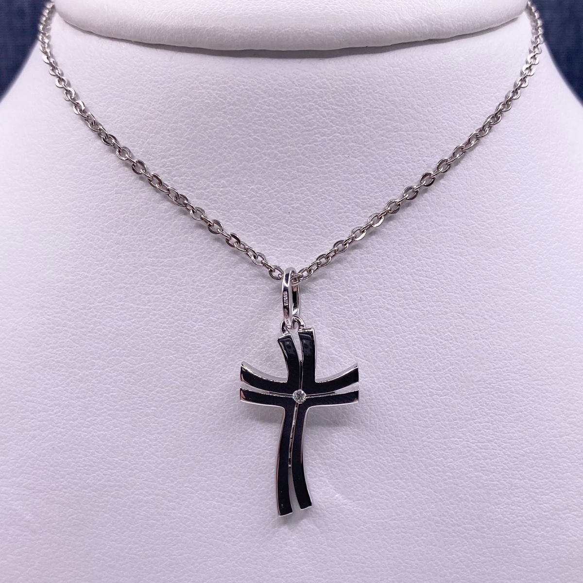 White Gold Cross with Negative Space