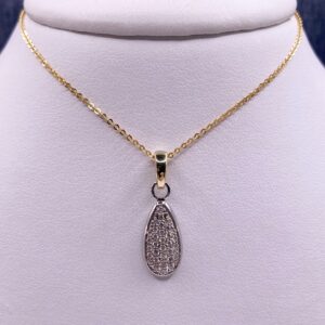 Two Tone Diamond Cluster Necklace