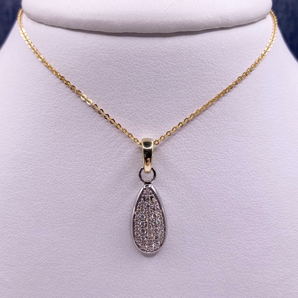 Two Tone Diamond Cluster Necklace