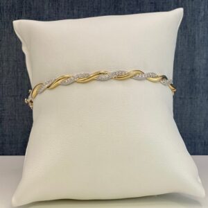 Two Tone Twisted Diamond and Gold Bangle