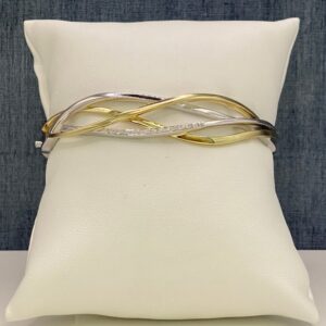 Two Tone Diamond Bracelet with Woven Gold