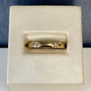 Yellow Partial Knife Edge Diamond Wedding Band