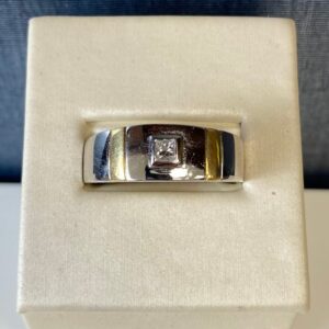 Two Tone Princess Cut Solitaire