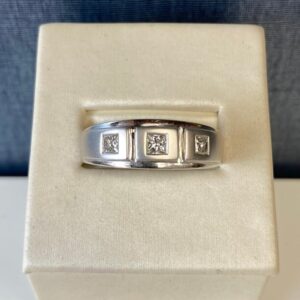 Three Stone Princess Ring in White Gold