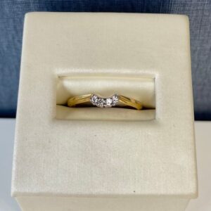 Yellow Gold Wedding Band with Diamond Curve
