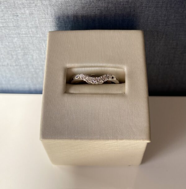 Curved Diamond Wedding Band in White Gold