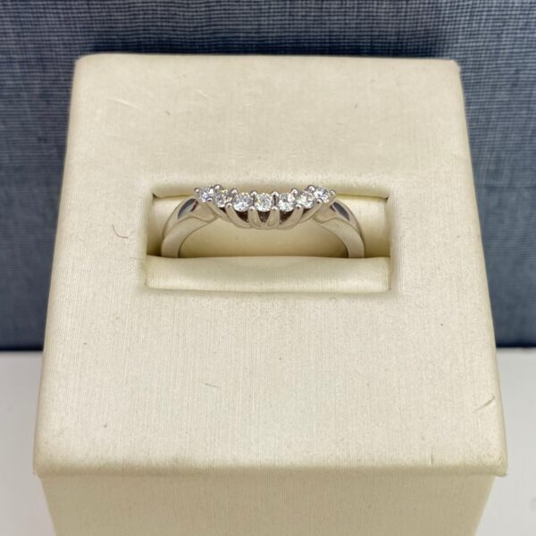 Curved Diamond Wedding Band in White Gold