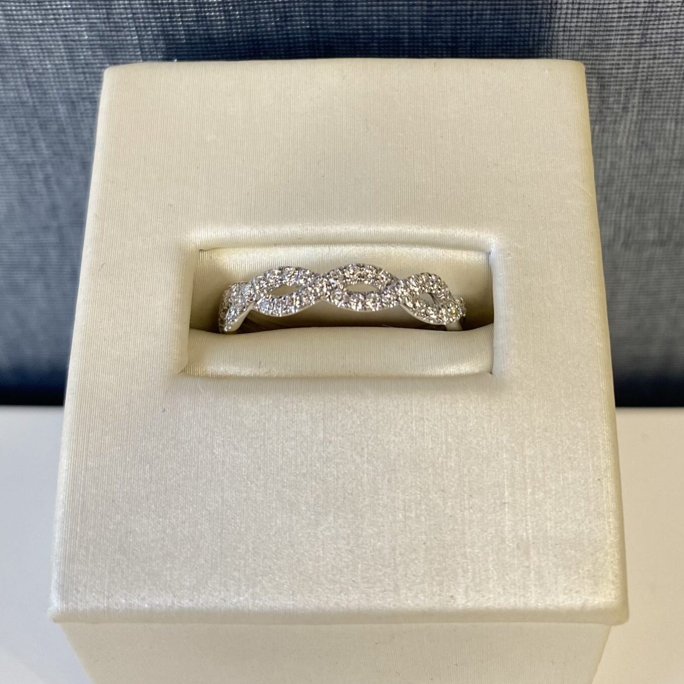 Twisted White Gold Diamond Wedding Band