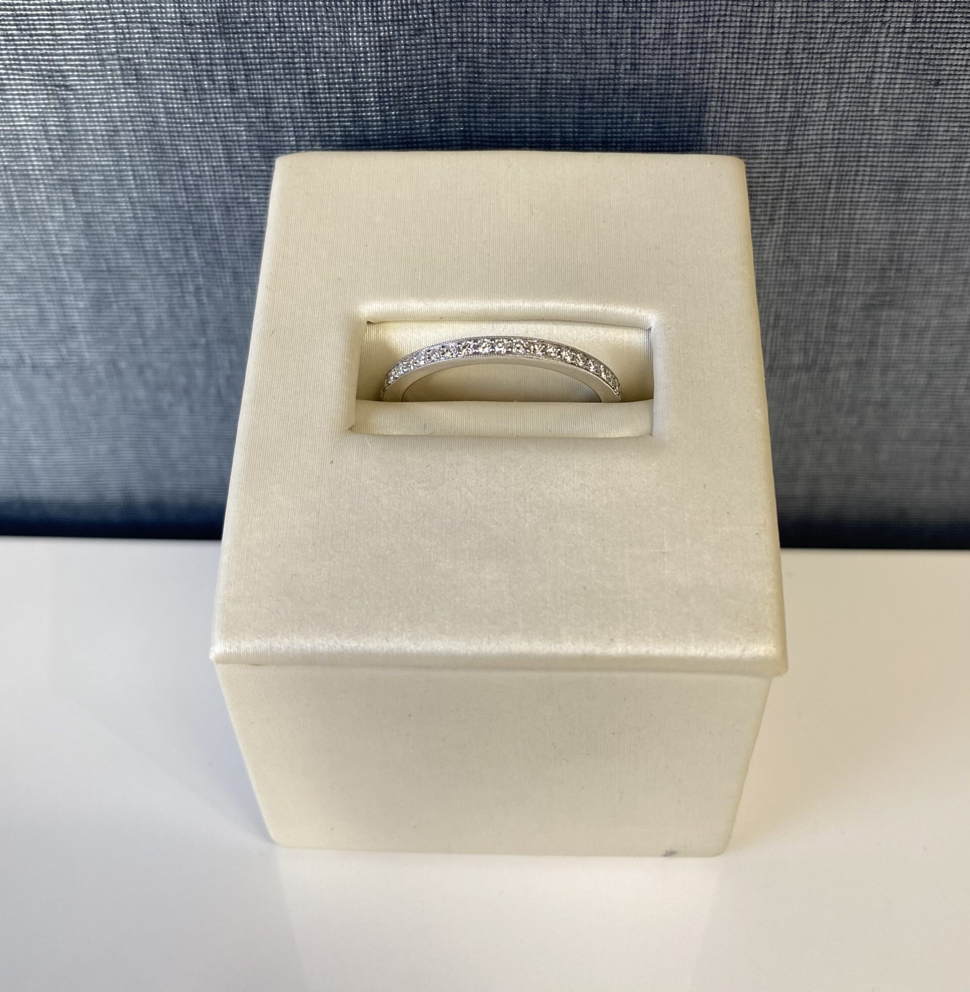 Diamond Wedding Band in White Gold With Milgrain Detail | Solid Gold ...